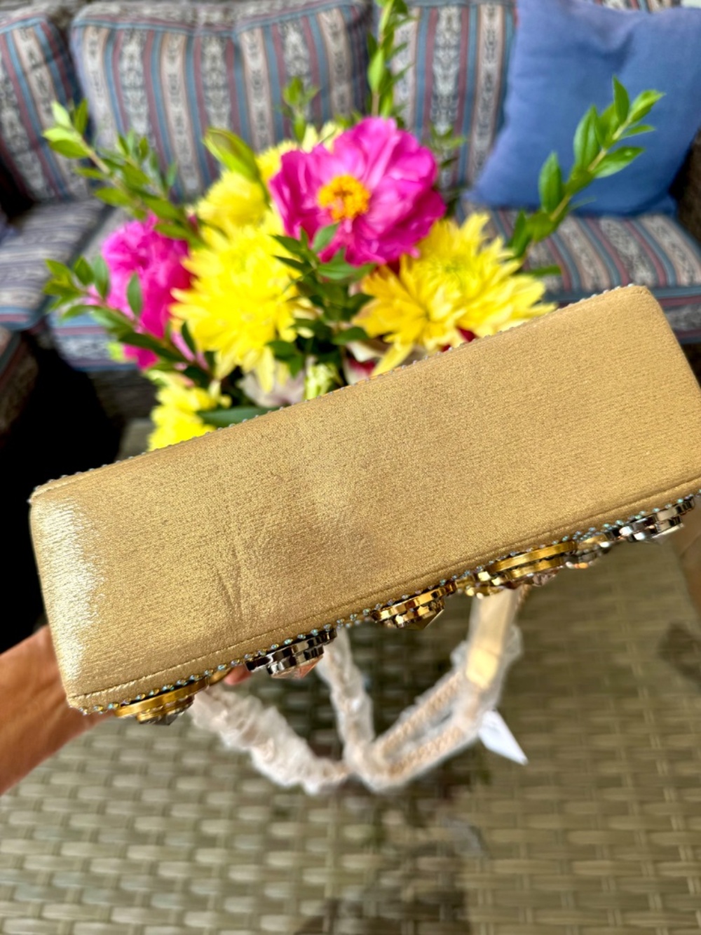 NWT Kurt Geiger Gold Gem Kensington Medium Bag - Gorgeous - Picture 5 of 8